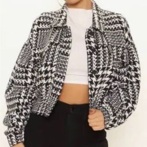 Fashion Nova houndstooth crop jacket